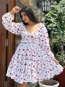 Tandul - Women Fit and Flare White Midi Dress