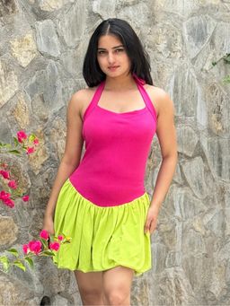 Tandul - Women Vibrant Multi-Color Balloon Mini Dress