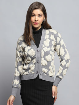Monte Carlo - Women Grey Full Sleeves Cardigan