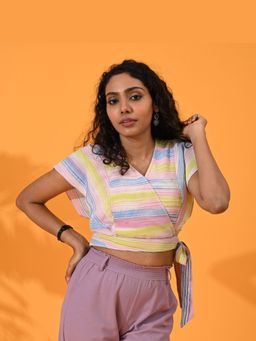 Maba India - Yellow Silk Crepe Crop Top