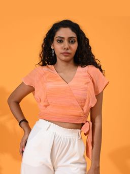 Maba India - Orange Silk Crepe Crop Top