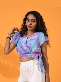 Maba India - Blue Silk Crepe Crop Top
