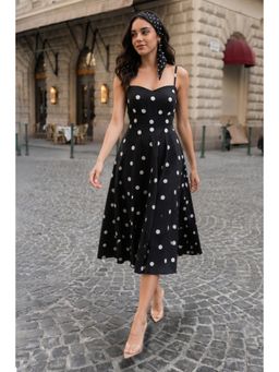 All Eyes On You - Nero Black Polka Midi Dress