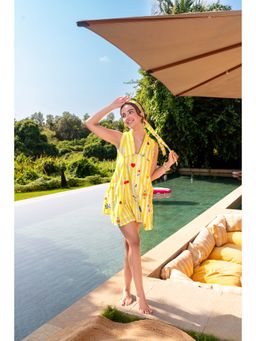 All Eyes On You - Yellow Cards Club Striped Mini Dress