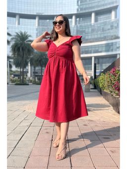Studio Rabha - Cherry Crush Cotton Linen Sweetheart Dress