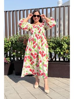 Studio Rabha - Cherry Blast Cotton Mul Smocked Dress