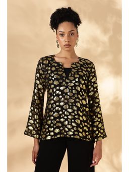 Maba India - Sheer Black Silk Jacquard Top