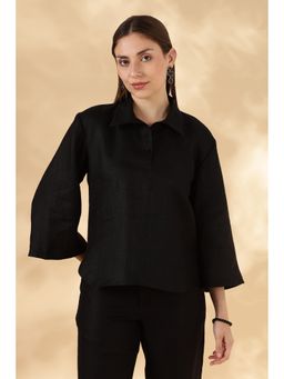 Maba India - Pure Linen Black Loose Fit Top