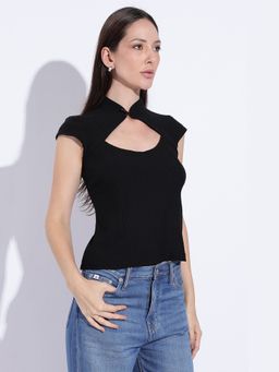 Maba India - Black Noir Crossover High Neck Top