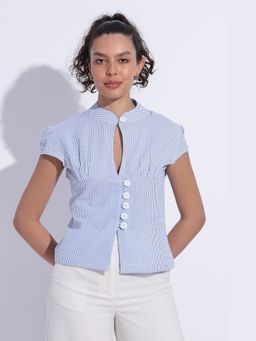Maba India - Blue Cotton Stripe Top
