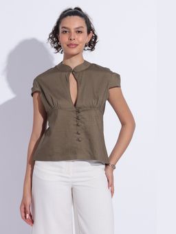 Maba India - Olive Stretch Cotton Top