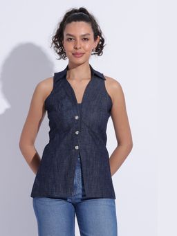 Maba India - Indigo Denim Collared Vest
