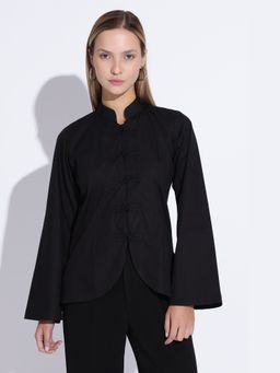 Maba India - Black Mandarin Neck Cheongsam Top