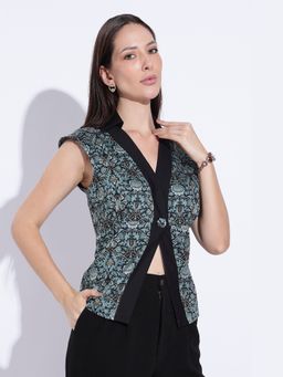 Maba India - Green Jade Contrast Panel Vest