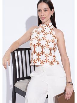 Maba India - White Shibori Halter Neck Top
