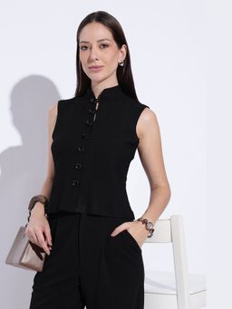 Maba India - Black Noir Line Button Top