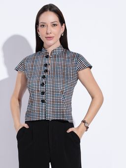 Maba India - Black Check Line Button Top