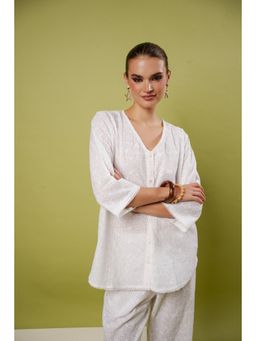 Blanche by Rashika - Ease White Self Design Co-Ord Set