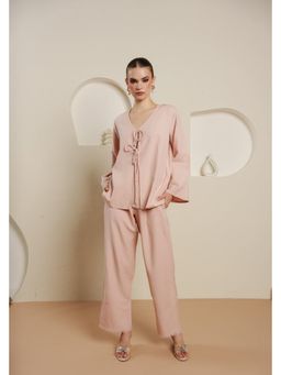 Blanche by Rashika - Pink Blush Fringe Symphony Solid Co-Ord Set