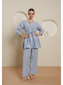 Blanche by Rashika - Blue Azure Drift Striped Co-Ord Set
