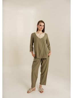 Blanche by Rashika - Olive Rustic Charm Co-Ord Set