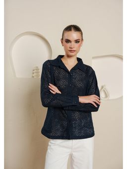 Blanche by Rashika - Black Starry Night Self Design Shirt