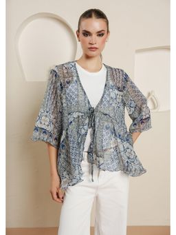 Blanche by Rashika - Blue Breezy Floral Print Top
