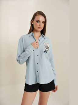 Blanche by Rashika - Blue Hoppy Bunny Embroidered Patch Shirt