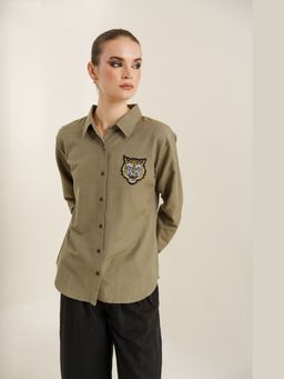 Blanche by Rashika - Olive Bagh Embroidered Patch Shirt