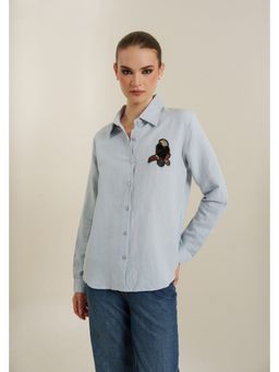 Blanche by Rashika - Blue Freedom Flight Embroidered Patch Shirt
