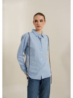 Blanche by Rashika - Blue Knotty Back Solid Shirt