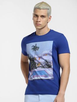 Jack & Jones - Dark Blue Graphic Print Crew Neck T-shirt