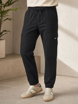 Nobero - Men Horizon Joggers With Dtm Drawcord - Black