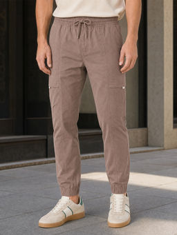 Nobero - Men Horizon Joggers With Dtm Drawcord - Mauve