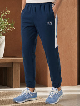 Nobero - Men Just Go Embroidered Tapered Fit Pant - Navy Blue