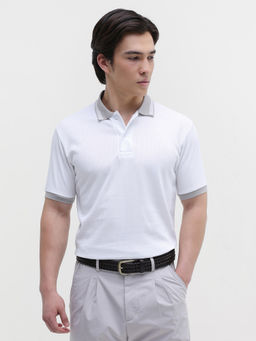CAHOOT - Men's Waffle Knit Contrast Collar Regular Fit Polo T-Shirt