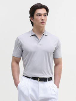 CAHOOT - Men's Solid Regular Fit Polo T-Shirt - Grey