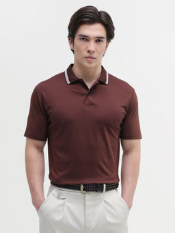 CAHOOT - Men's Solid Regular Fit Polo T-Shirt - Brown