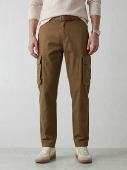 WROGN - Men's Casual Loose Fit Cargo Pant - Brown