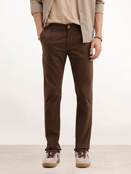 WROGN - Solid Slim Fit Pleated Trouser - Brown