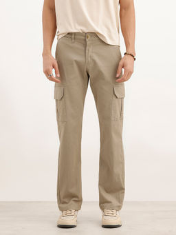 WROGN - Solid Straight Fit Utility Cargo Pant - Beige