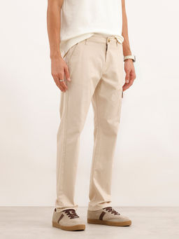 WROGN - Solid Straight Fit Utility Cargo Pant - Beige