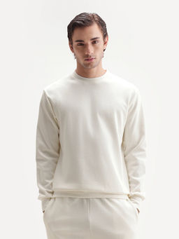 Rare Rabbit - Solid Off White Men's Sweatshirt