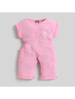 Little Kangaroos - Girls Pink Solid Jumpsuit