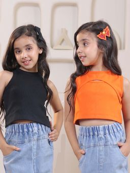 SHORGUL - Girls Pure Cotton Printed Regular Loose Fit Multi-Colour T-Shirt (Pack Of2)