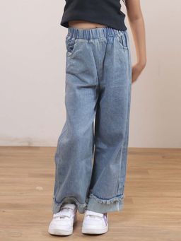 SHORGUL - Girls Pure Cotton Denim Cargo Jeans