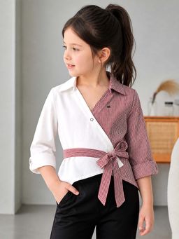 Purple United Kids - Girls Wrap Multi-Colour Top With Belt