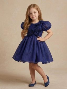 Blabber - Party Wear Knee Length Dress - Blue