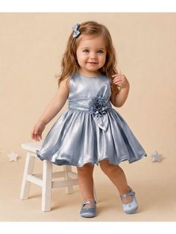 Blabber - Party Wear Knee Length Dress With Booties - Grey