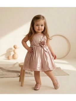 Blabber - Party Wear Knee Length Dress With Booties - Peach